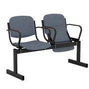 Блок стульев 2-местный, откидывающиеся сиденья, мягкий, подлокотники