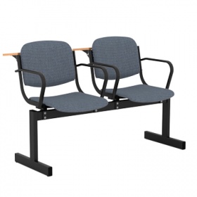 Блок стульев 2-местный, не откидывающиеся сиденья, мягкий, подлокотники, лекционный