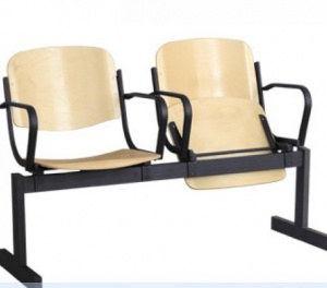 Блок стульев 2-местный откидывающиеся сиденья, с подлокотниками фанера