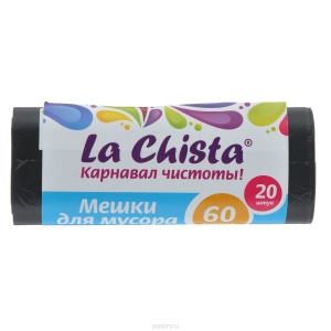 Мешки для мусора La Chista черные прочные 60 л/20 шт.